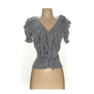 Anthropology RYU Womens Sweater Ruffles Rosettes